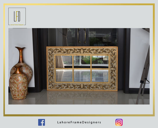 Hand Carved Wooden Frame | Stones Studded | Mirror Frame | Lahore